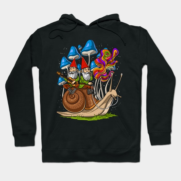 Magic Mushrooms Gnomes On Snail Hoodie by underheaven